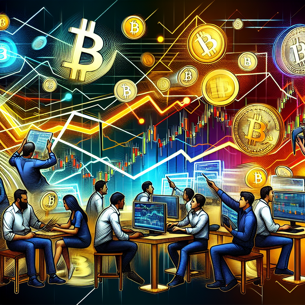 A vibrant illustration showcasing a variety of essential technical tools for Bitcoin scalpers, featuring charts, trading platforms, and digital currencies in a dynamic, high-energy style.